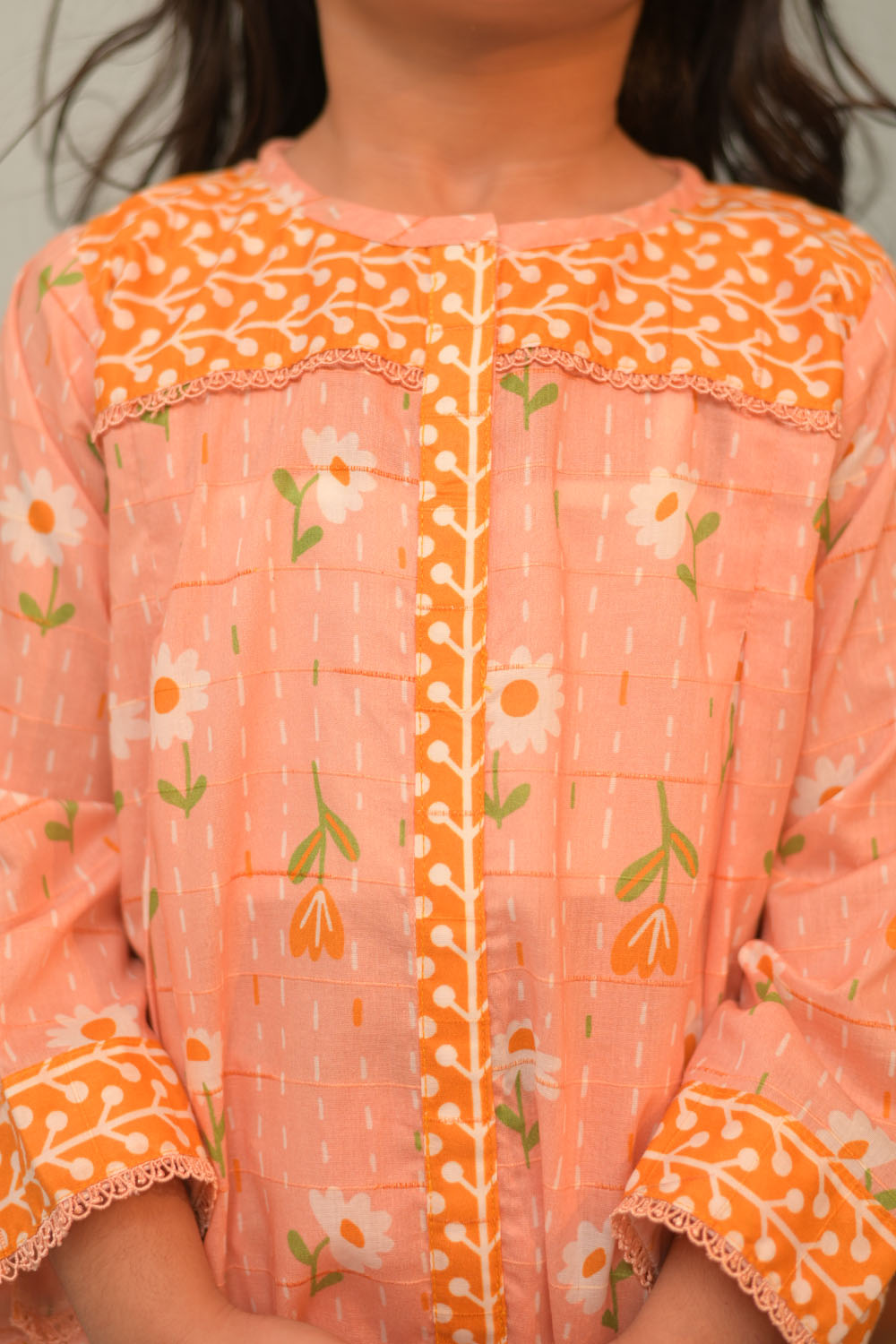 Cotton Dobby Self Peach Stitched Suit - Senorita