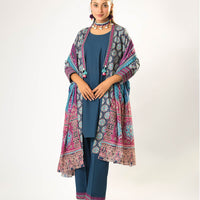 Cotton Khaddar Printed Blue Stitched Suit - Senorita