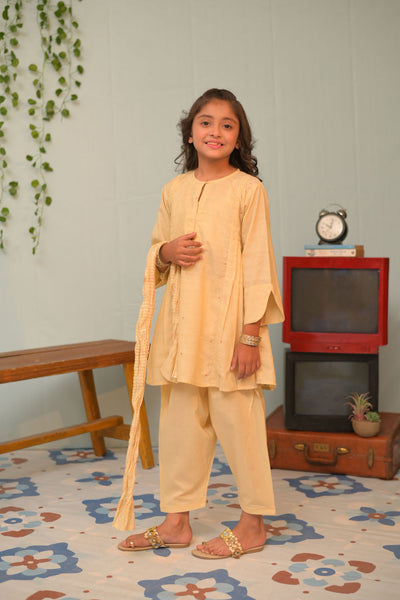 Cotton Jacquard Fawn Stitched Suit - Senorita