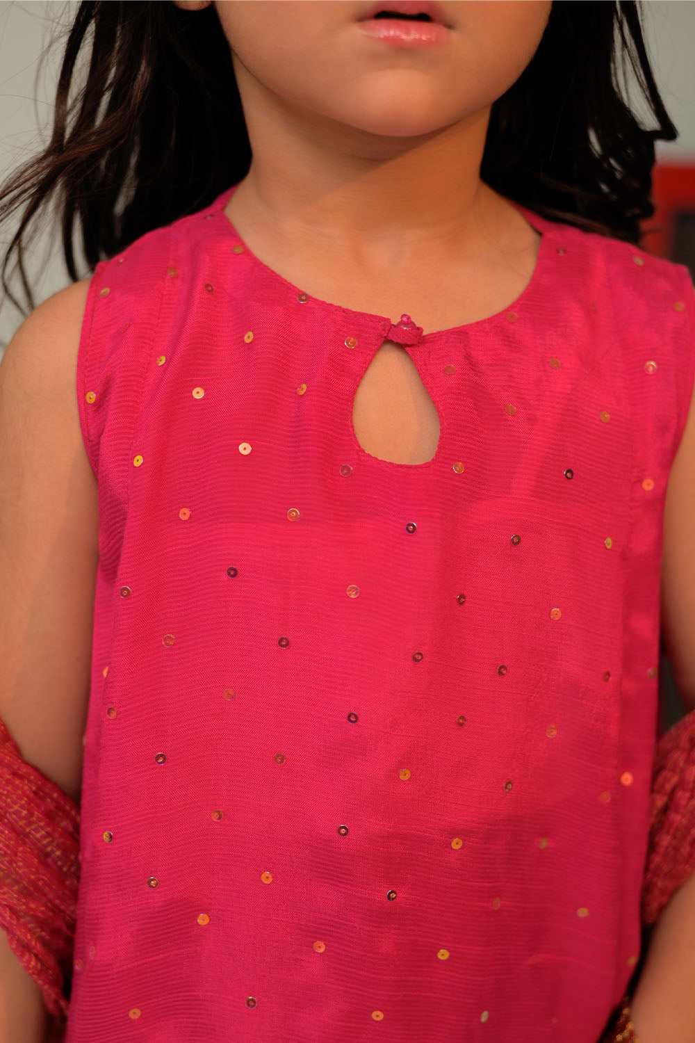Viscose Raw Silk Shocking Pink Stitched Suit - Senorita