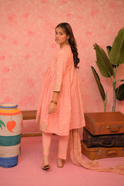 Viscose Filament Jacquard Peach Stitched Suit - Senorita