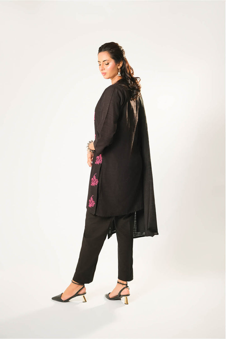 Cotton Khaddar Dyed Black Stitched Suit - Senorita