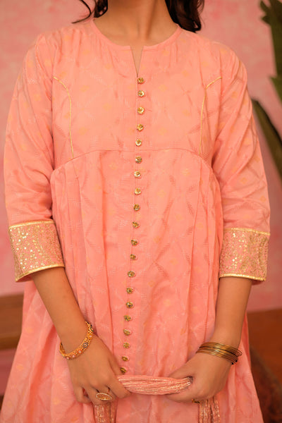 Viscose Filament Jacquard Peach Stitched Suit - Senorita