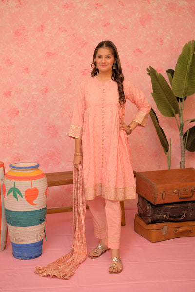 Viscose Filament Jacquard Peach Stitched Suit - Senorita