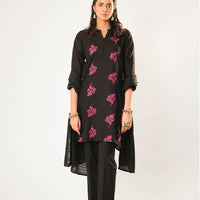 Cotton Khaddar Dyed Black Stitched Suit - Senorita