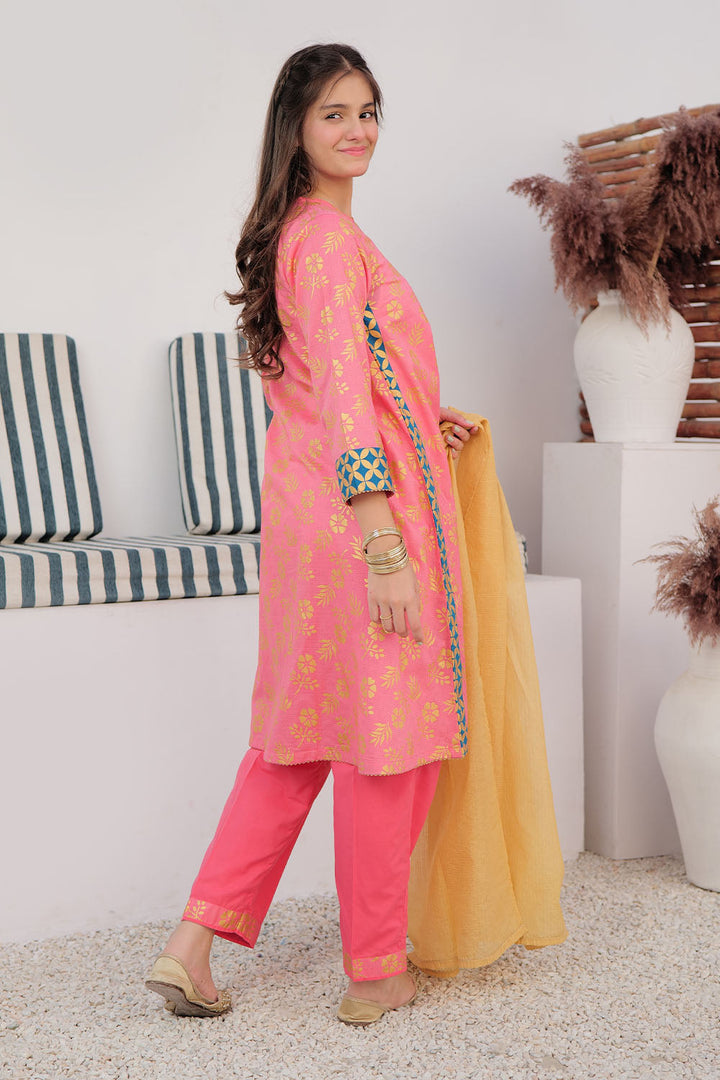 Cotton Dobby Peach Stitched Suit - Senorita