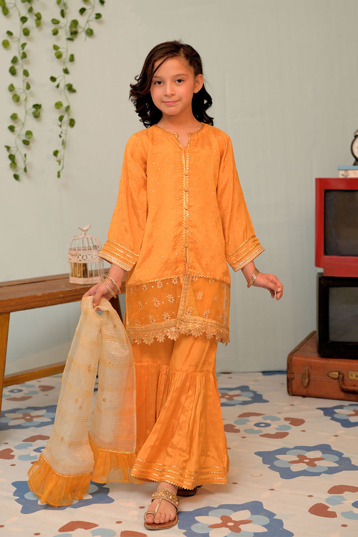 Viscose Raw Silk Yellow Stitched Suit - Senorita
