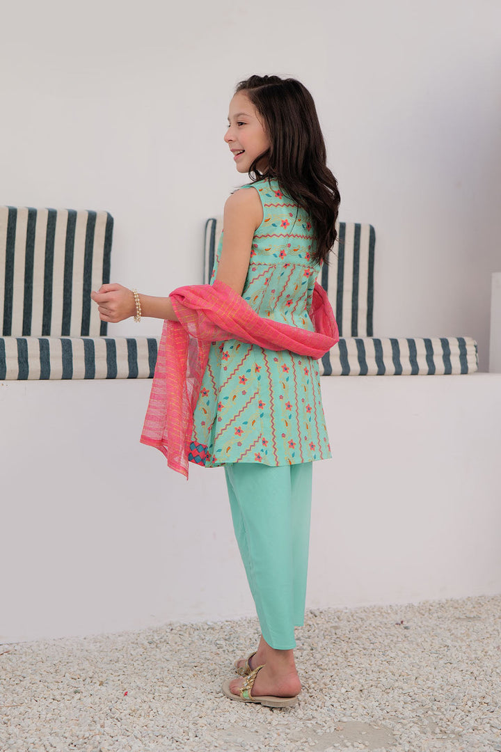 Cotton Gold Printed Sea Green Stitched Suit - Senorita