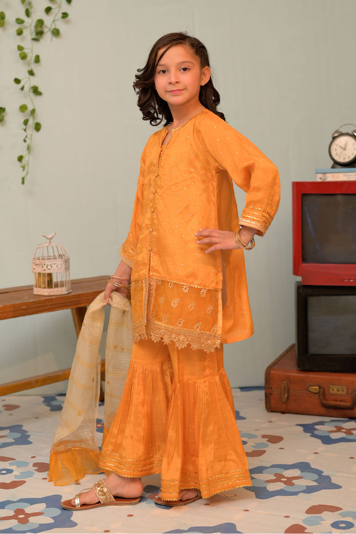 Viscose Raw Silk Yellow Stitched Suit - Senorita