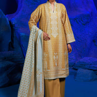 Khaddar Golden Unstitched Suit - Bonanza