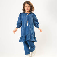 Cotton Karandi Dobby Blue Stitched Suit - Senorita