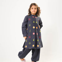 Cotton Khaddar Dyed Navy Blue Stitched Suit - Senorita
