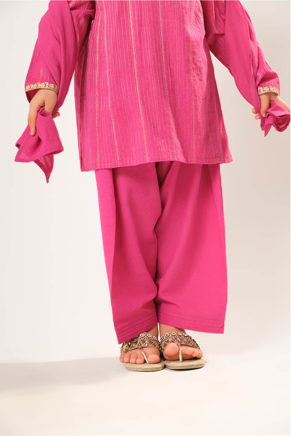 Cotton Karandi Dobby Shocking Pink Stitched Suit - Senorita