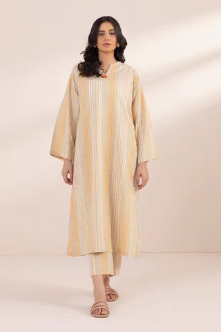 Yarn Dyed Beige Stitched Suit - Sapphire