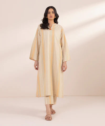 Yarn Dyed Beige Stitched Suit - Sapphire