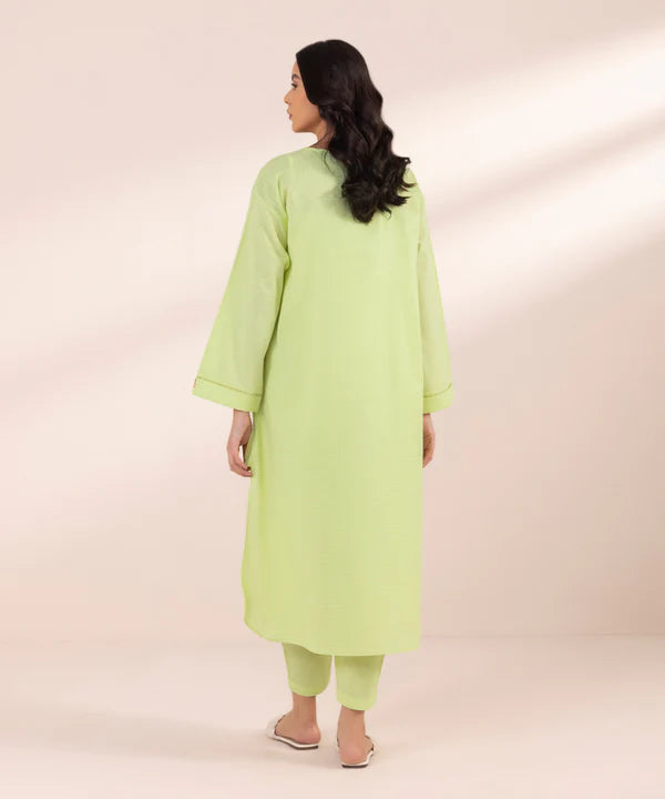 Yarn Dyed Lime Green Stitched Suit - Sapphire