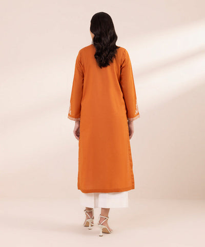 Embroidered Lawn Orange Stitched Suit - Sapphire