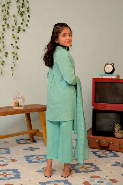 Cotton Dobby Self Ferozi Stitched Suit - Senorita