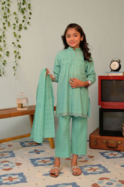 Cotton Dobby Self Ferozi Stitched Suit - Senorita