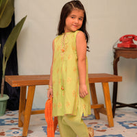 Cotton Jacquard Parrot Green Stitched Suit - Senorita
