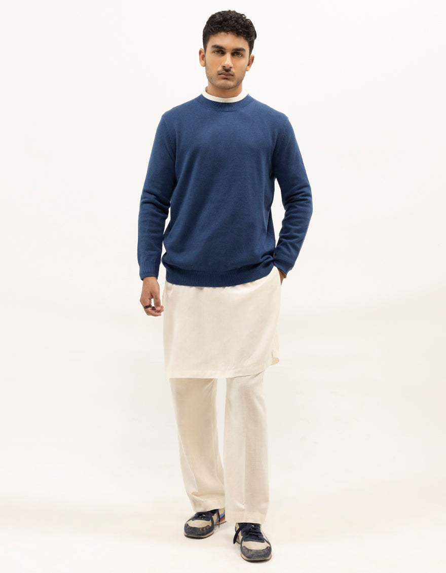 VENUS - MID BLUE SHORT MOCK SWEATER - J. Junaid Jamshed