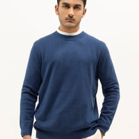 VENUS - MID BLUE SHORT MOCK SWEATER - J. Junaid Jamshed