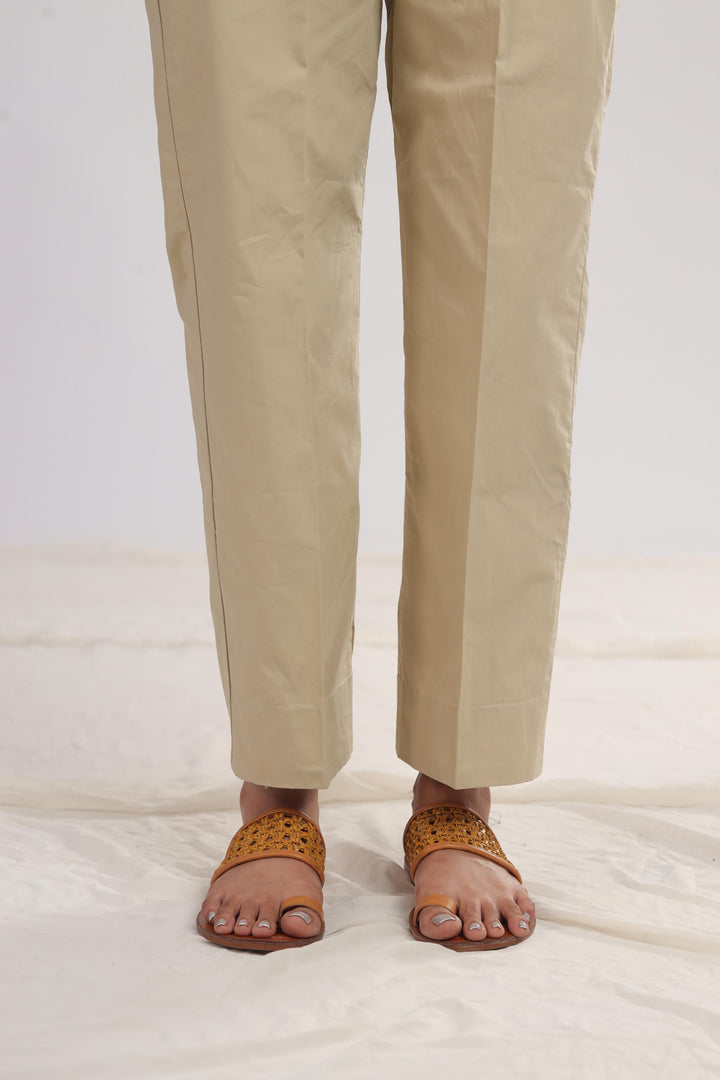 Cotton Dark Beige Trouser - Stonez