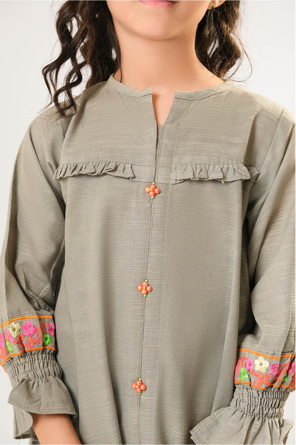 Cotton Khaddar Dyed Grey Stitched Suit - Senorita