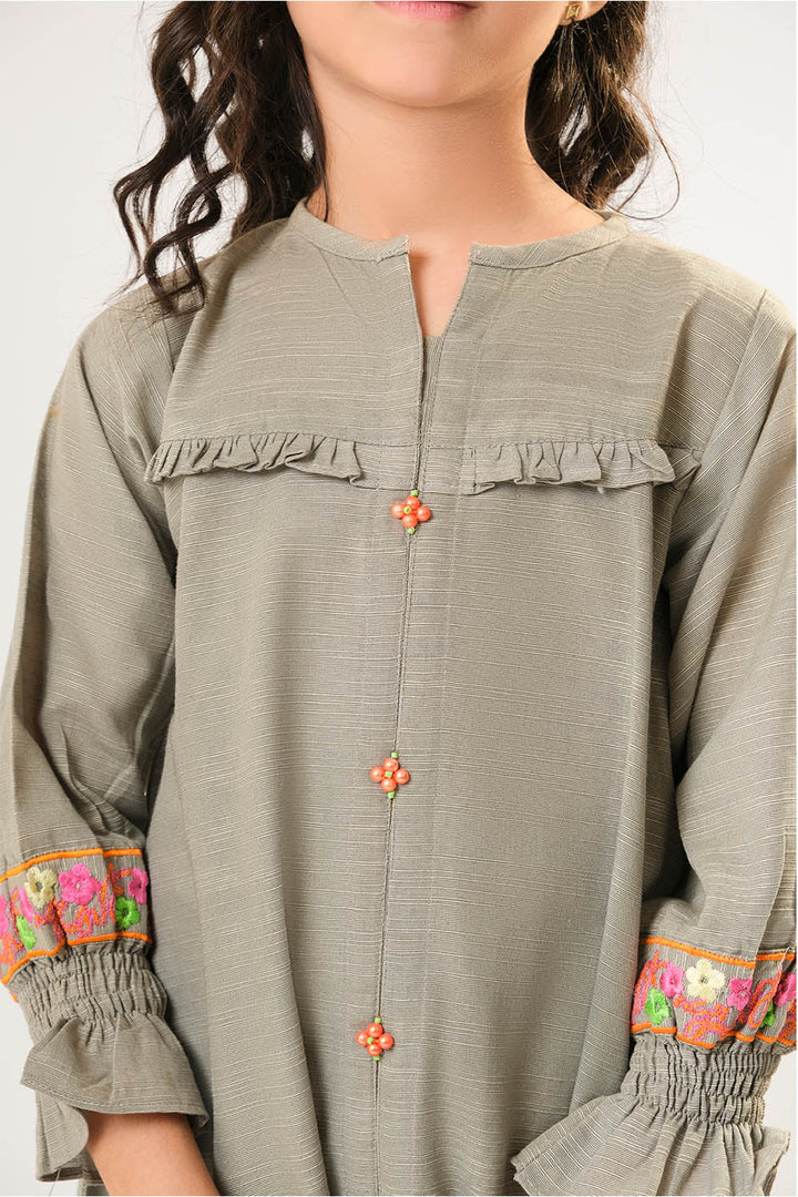 Cotton Khaddar Dyed Grey Stitched Suit - Senorita