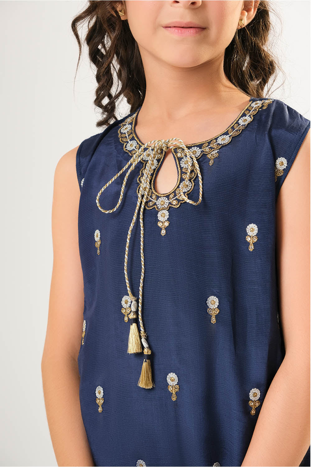 Viscose Raw-Silk Blue Stitched Suit - Senorita