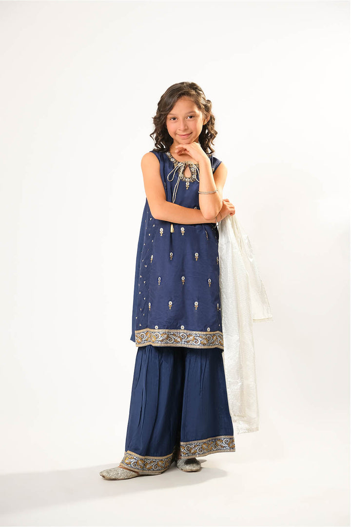 Viscose Raw-Silk Blue Stitched Suit - Senorita