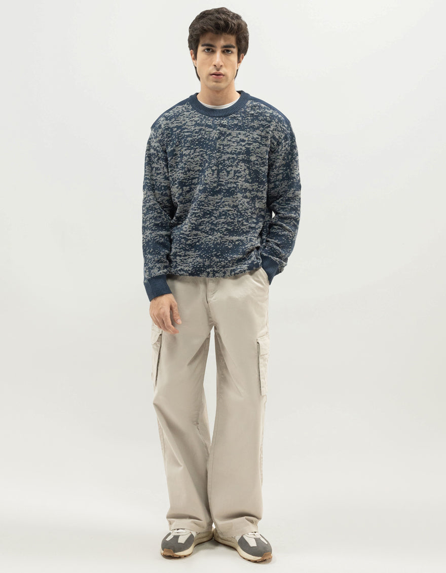 SEDNA A - NAVY CREW SWEATER - J. Junaid Jamshed