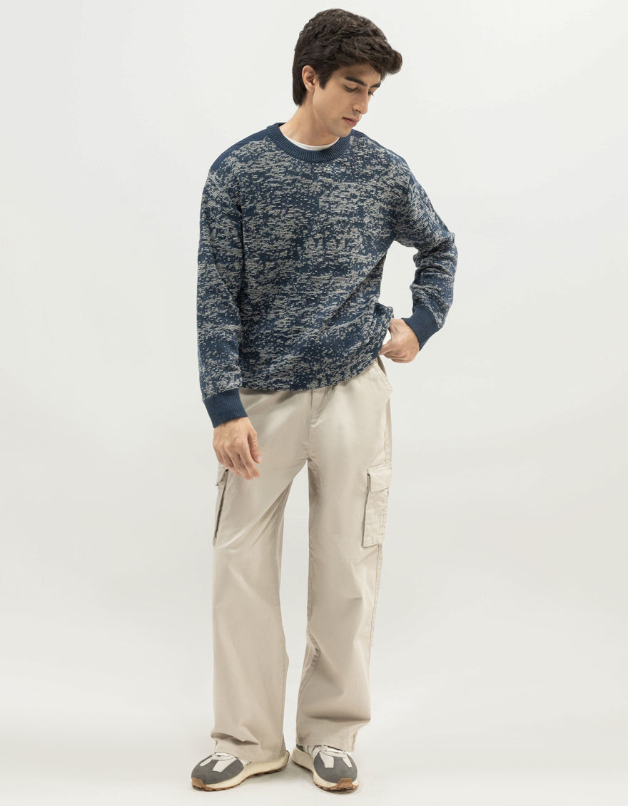 SEDNA A - NAVY CREW SWEATER - J. Junaid Jamshed