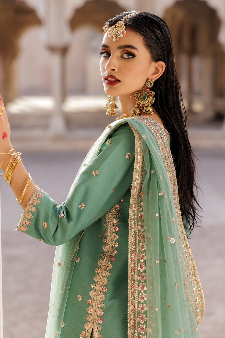 Embroidered Raw Silk Teal Stitched Suit - Charizma