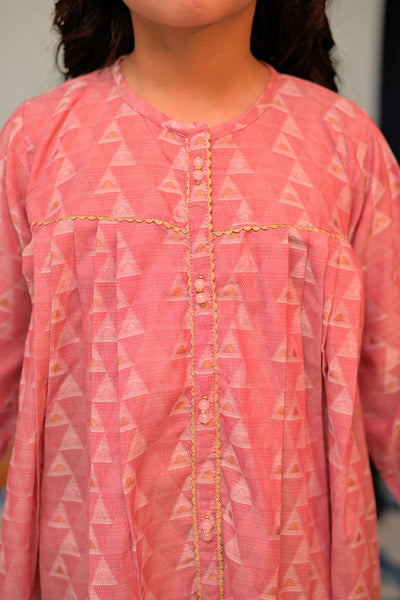 Cotton Jacquard Tea Pink Stitched Suit - Senorita