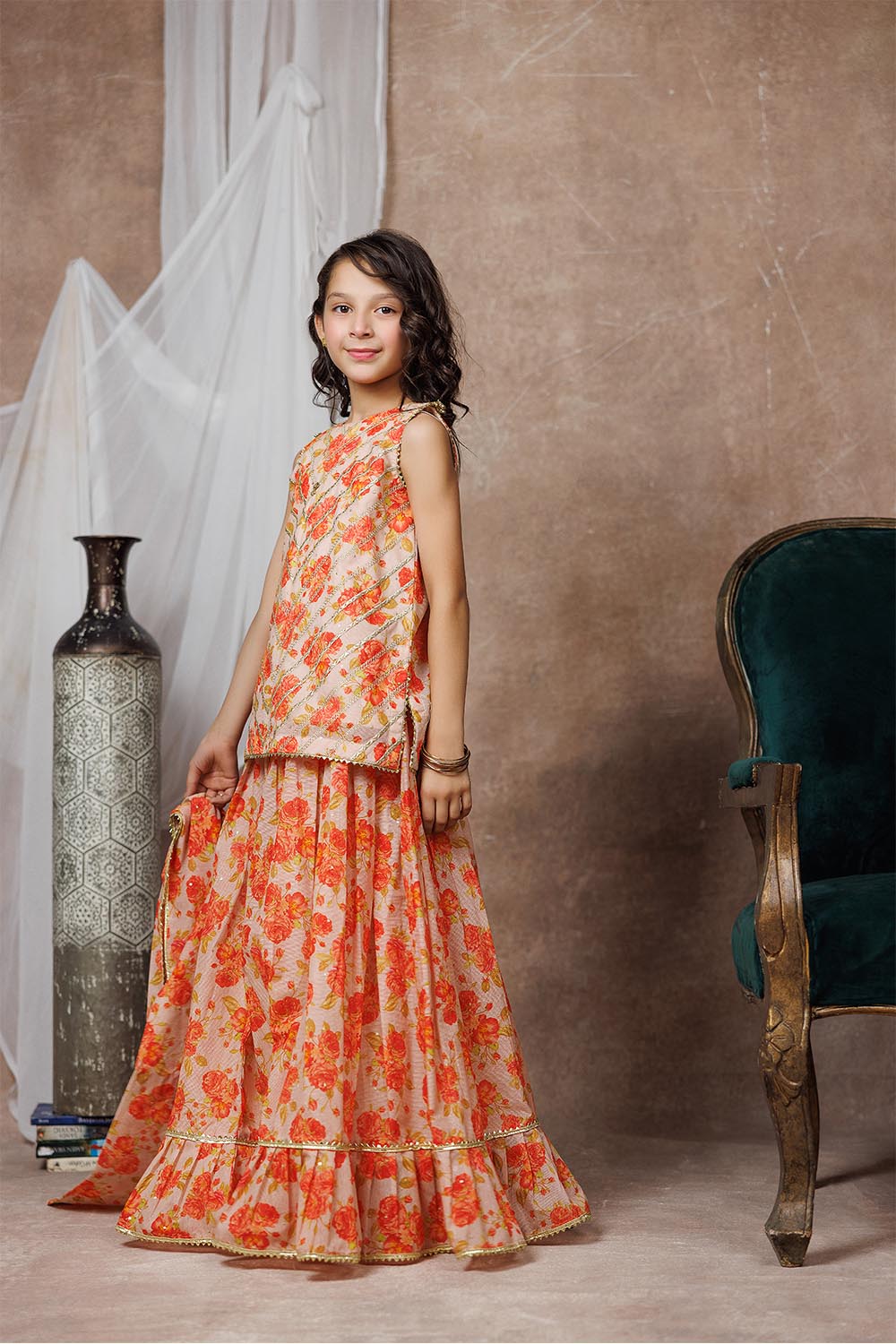 Cotton Organza Digital Print Fawn Stitched Suit - Senorita