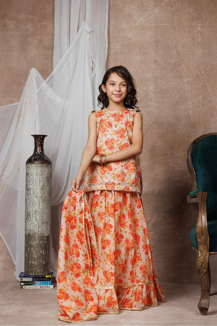 Cotton Organza Digital Print Fawn Stitched Suit - Senorita