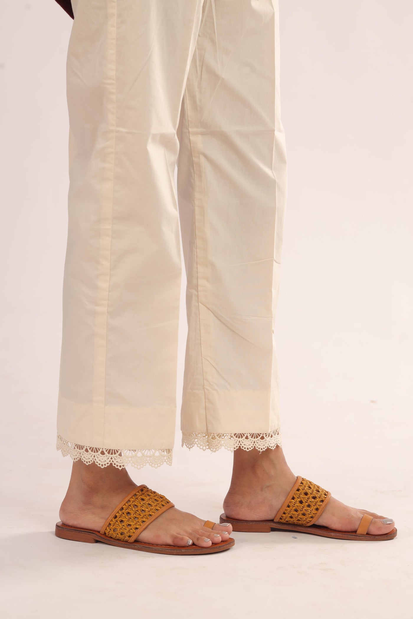 Cotton Beige Trouser - Stones