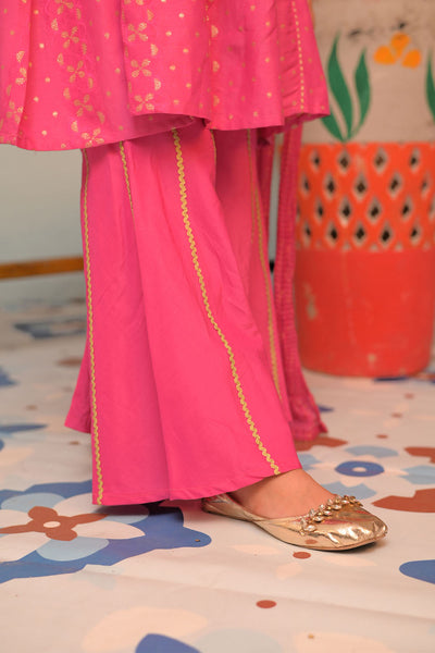 Cotton Jacquard Shocking Pink Stitched Suit - Senorita