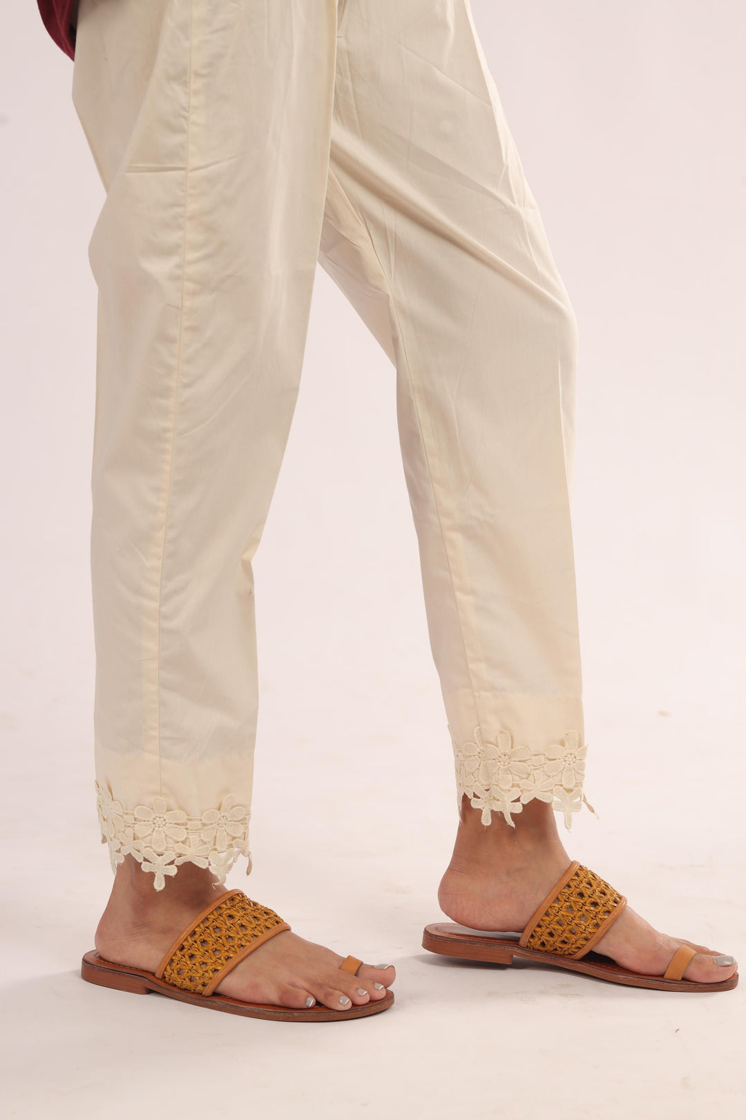 Cotton Beige Trouser - Stones