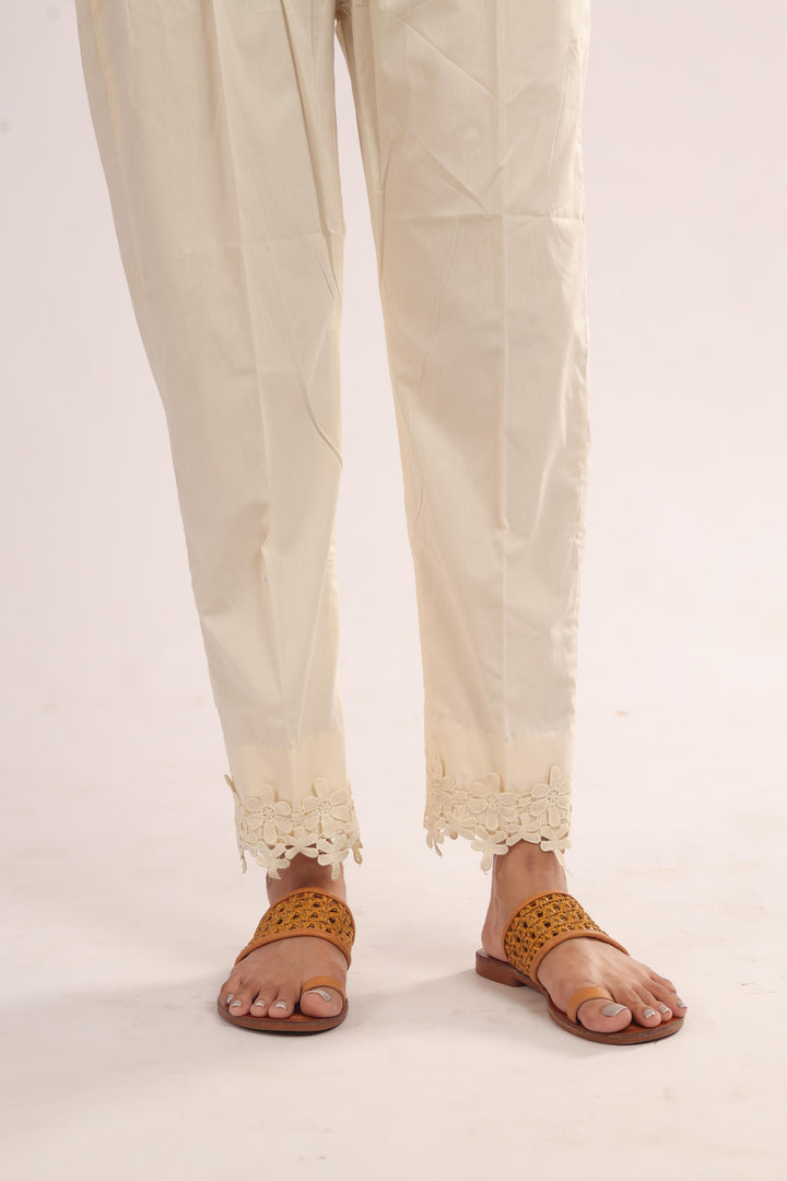 Cotton Beige Trouser - Stones