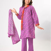 Cotton Khaddar Printed Purple Stitched Suit - Senorita