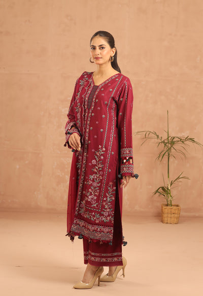 Garnet Glam - Farasha Luxury Festive Stitched