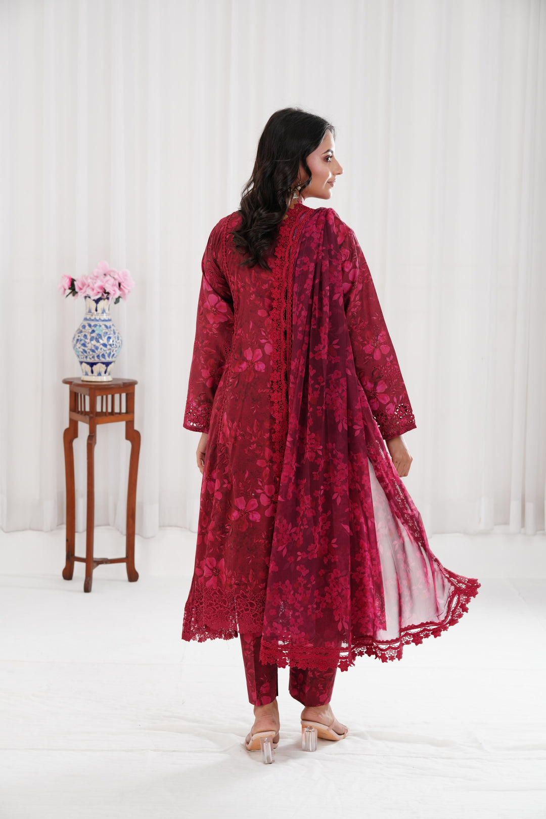 Merlot Muse - Farasha Printed Essentials Stitched