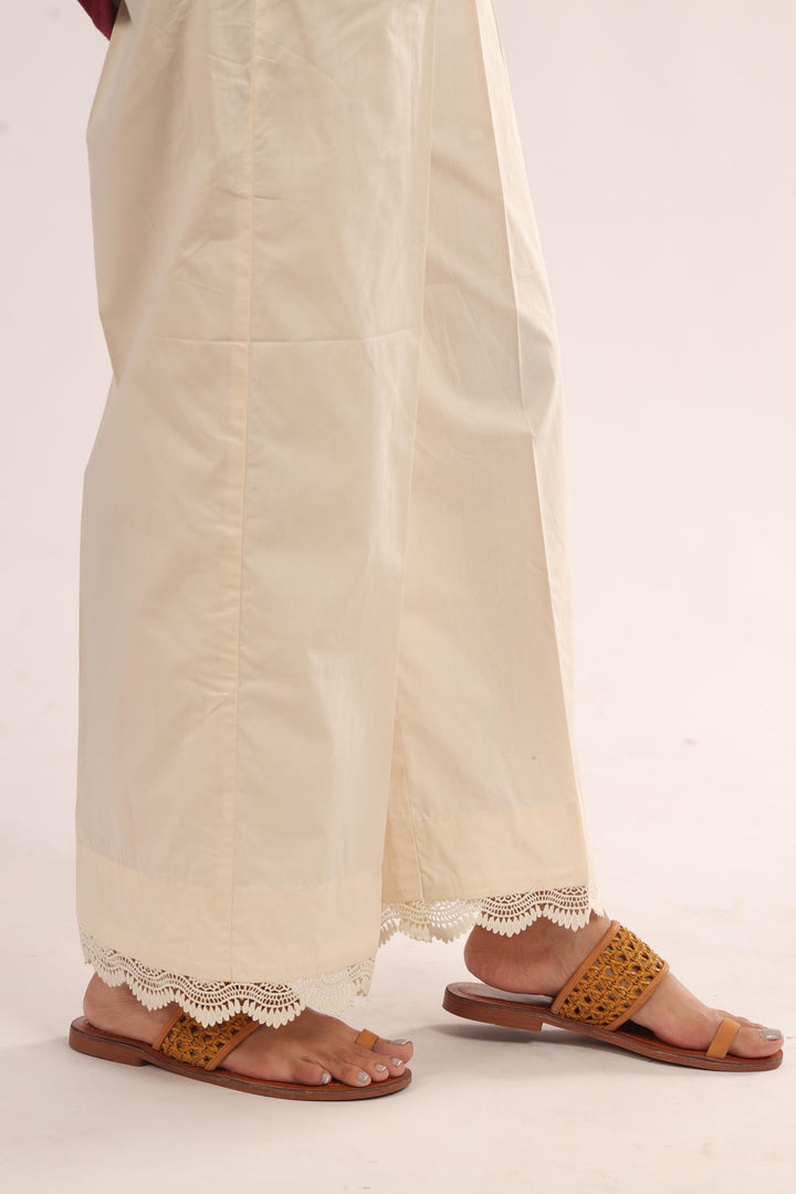 Cotton Beige Trouser - Stones