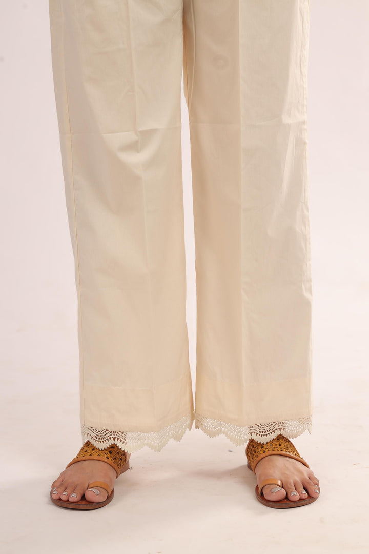 Cotton Beige Trouser - Stones