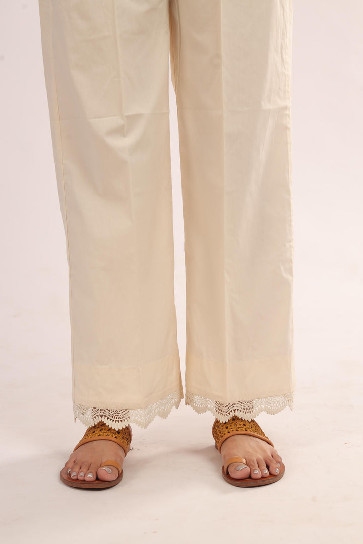 Cotton Beige Trouser - Stones