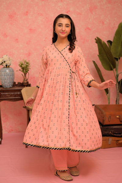 Cotton Jacquard Peach Stitched Suit - Senorita