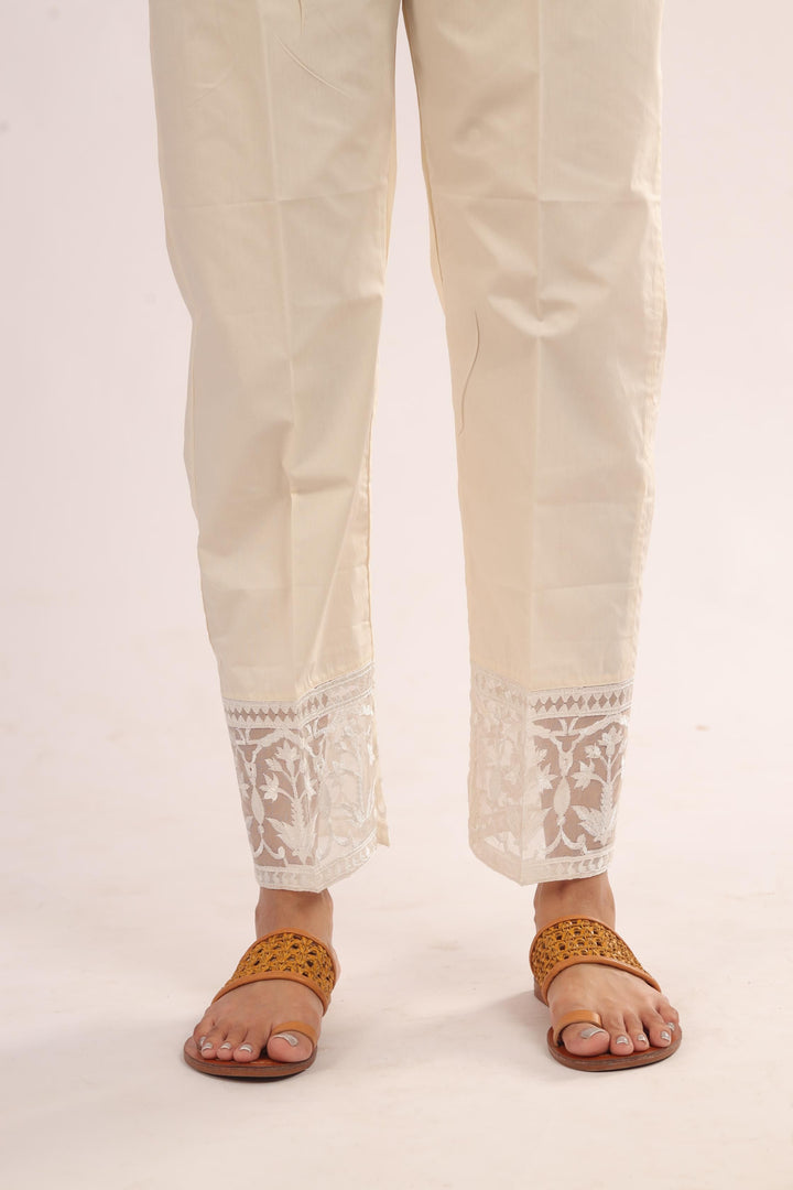 Cotton Beige Trouser - Stones