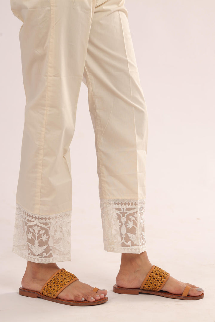 Cotton Beige Trouser - Stones
